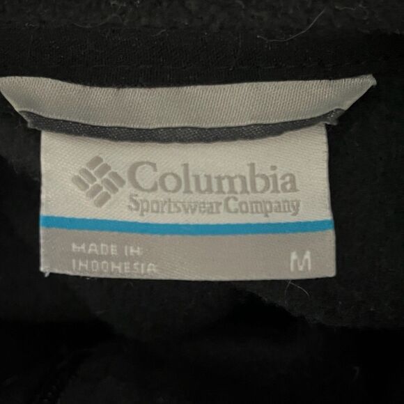 Columbia Fleece Zip Up Jacket Mens Medium Black Hiking Outdoor Gear - Picture 2 of 5